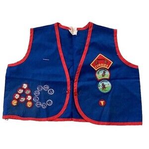 Awana Cubbies Vest XL Badges Hopper Jump Blue Red Uniform Awards Children Church